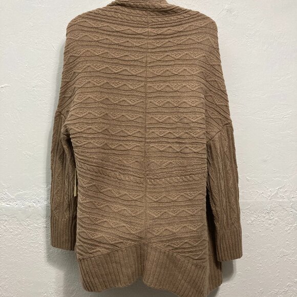 NWT MAX STUDIO Sweater Alpaca Wool Blend Duster Cardigan Cable Open Front M/M - Picture 2 of 9
